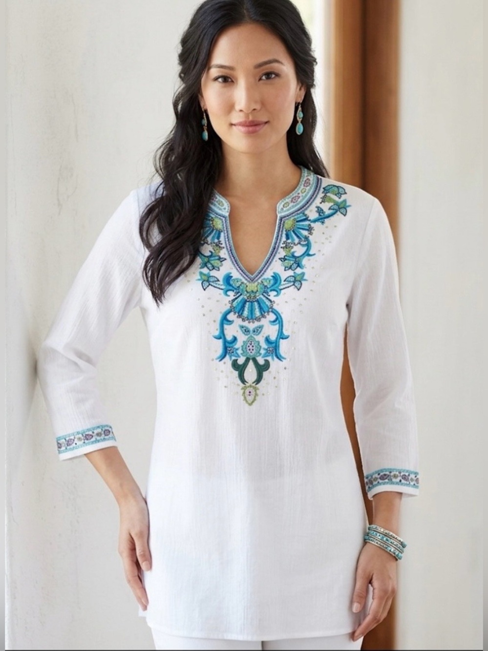 Charter Club embellished tunic top